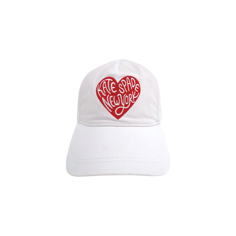 KATE SPADE New York Heart Script Baseball Cap in White - Picture 4 of 12